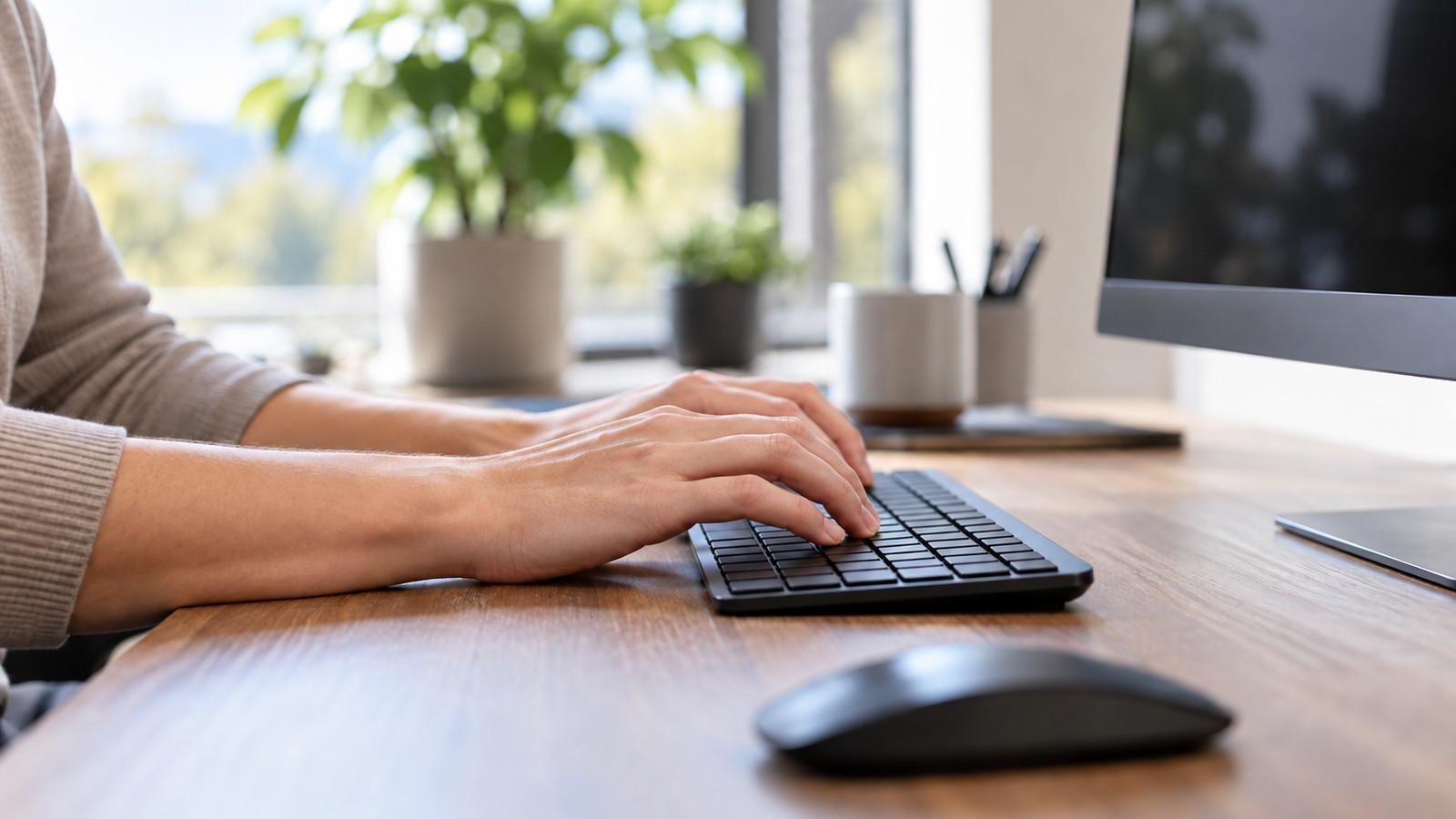 Tastatur-Neigung: Handgelenk gerade halten