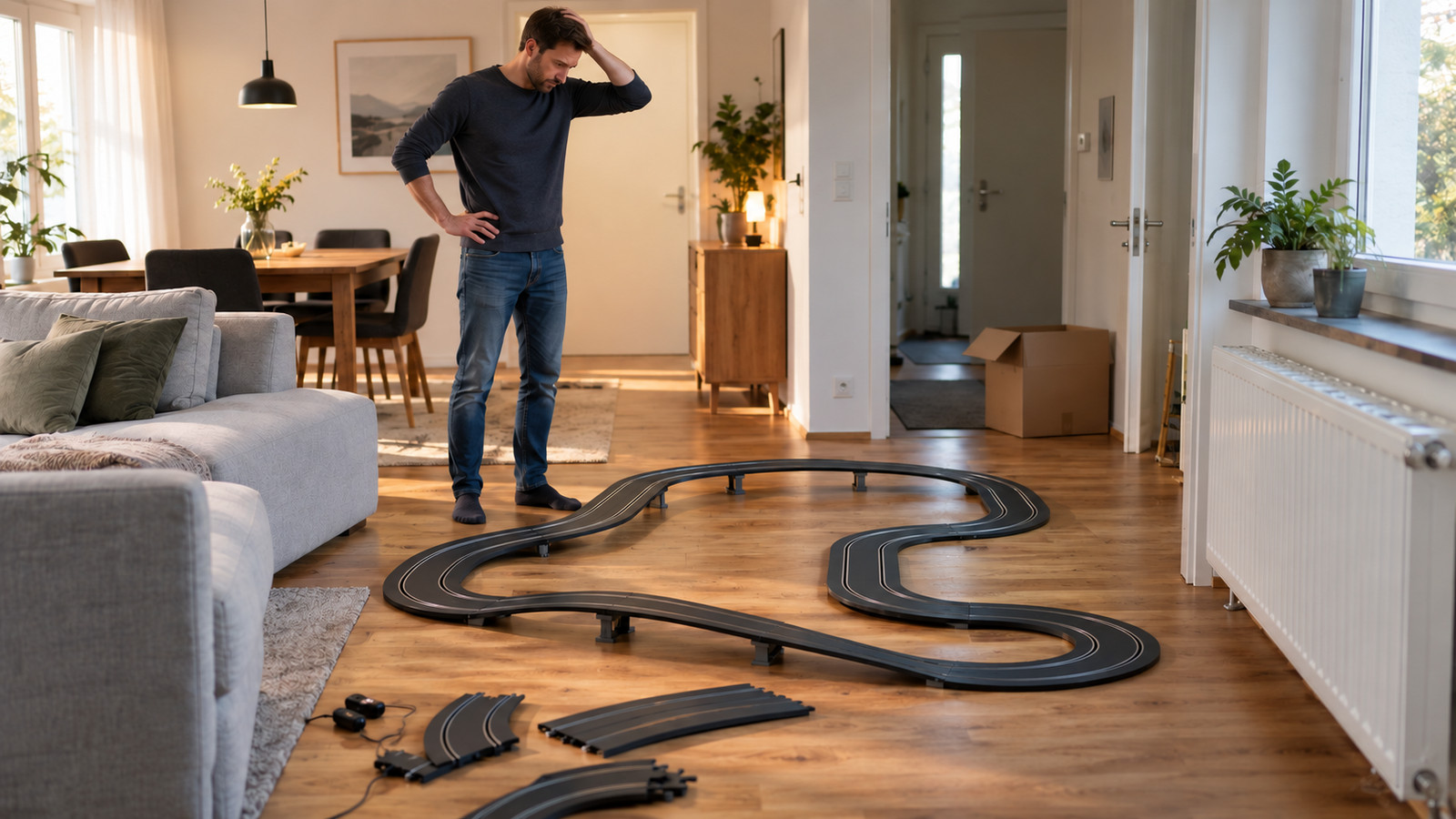 Autorennbahn Platzbedarf – Maßstab und Wohnzimmer