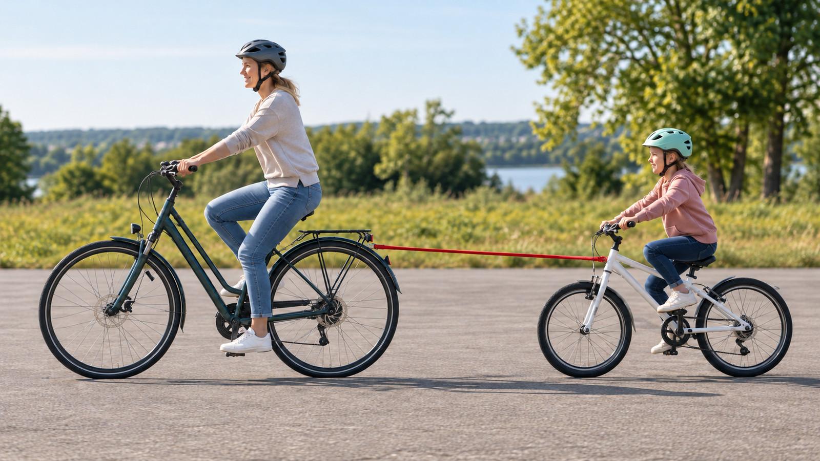 Abschleppseil am Fahrrad üben: die erste Proberunde