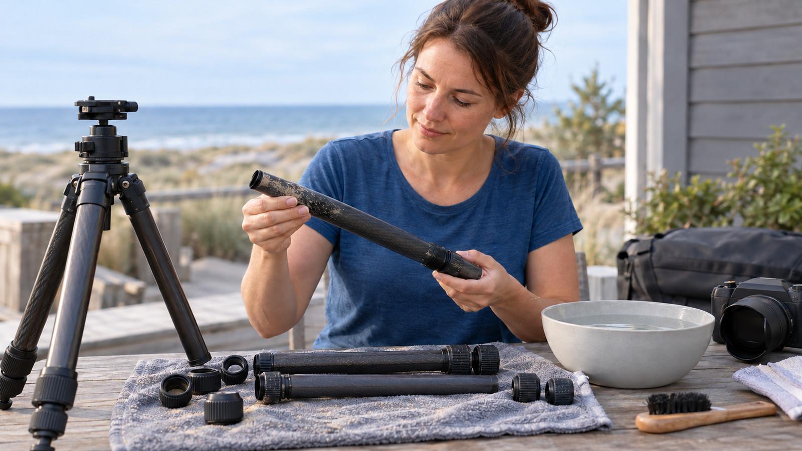 Stativ pflegen, Sand und Risse