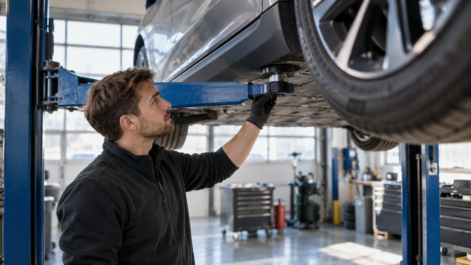 E-Auto Hebebühne Aufnahmepunkte