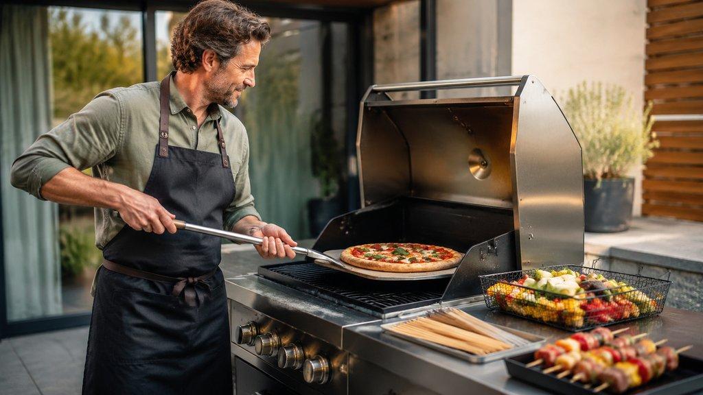 Pizzaaufsatz Gasgrill: Matte, Korb und Spieße wählen