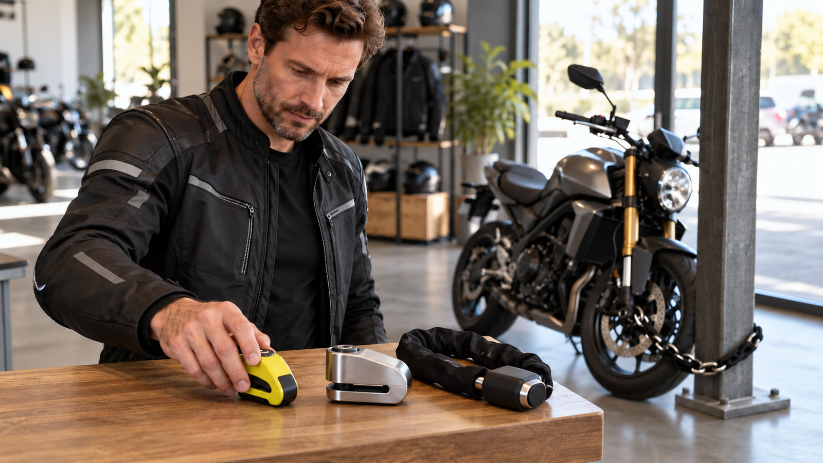 Motorrad Diebstahlschutz Kosten: Disc Lock und Kette