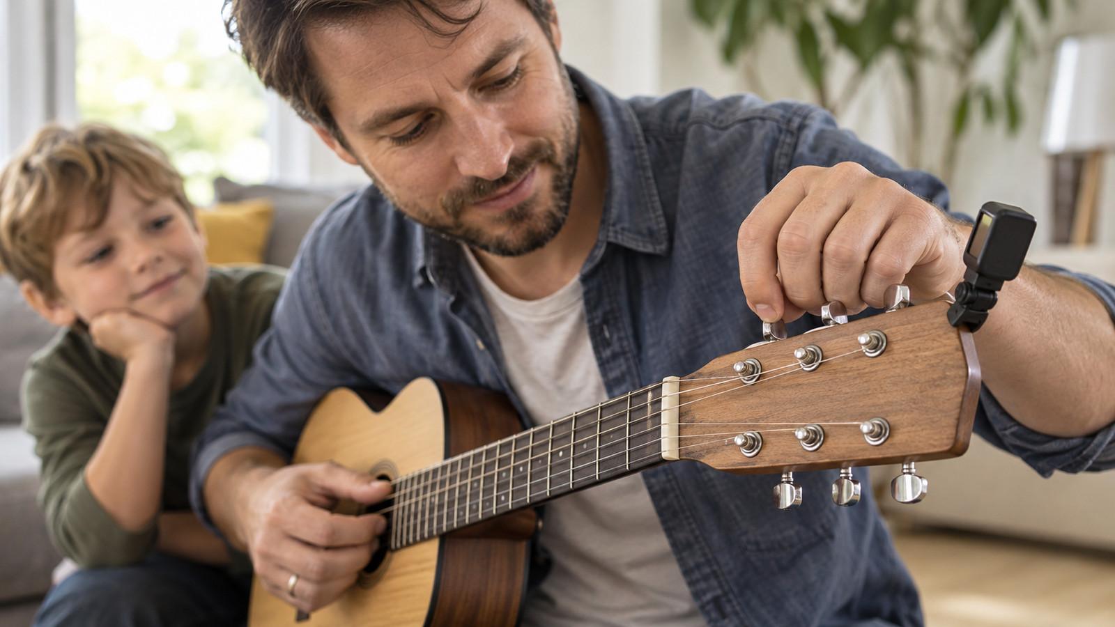 Kindergitarre stimmen: Anleitung für Eltern mit Clip-Tuner