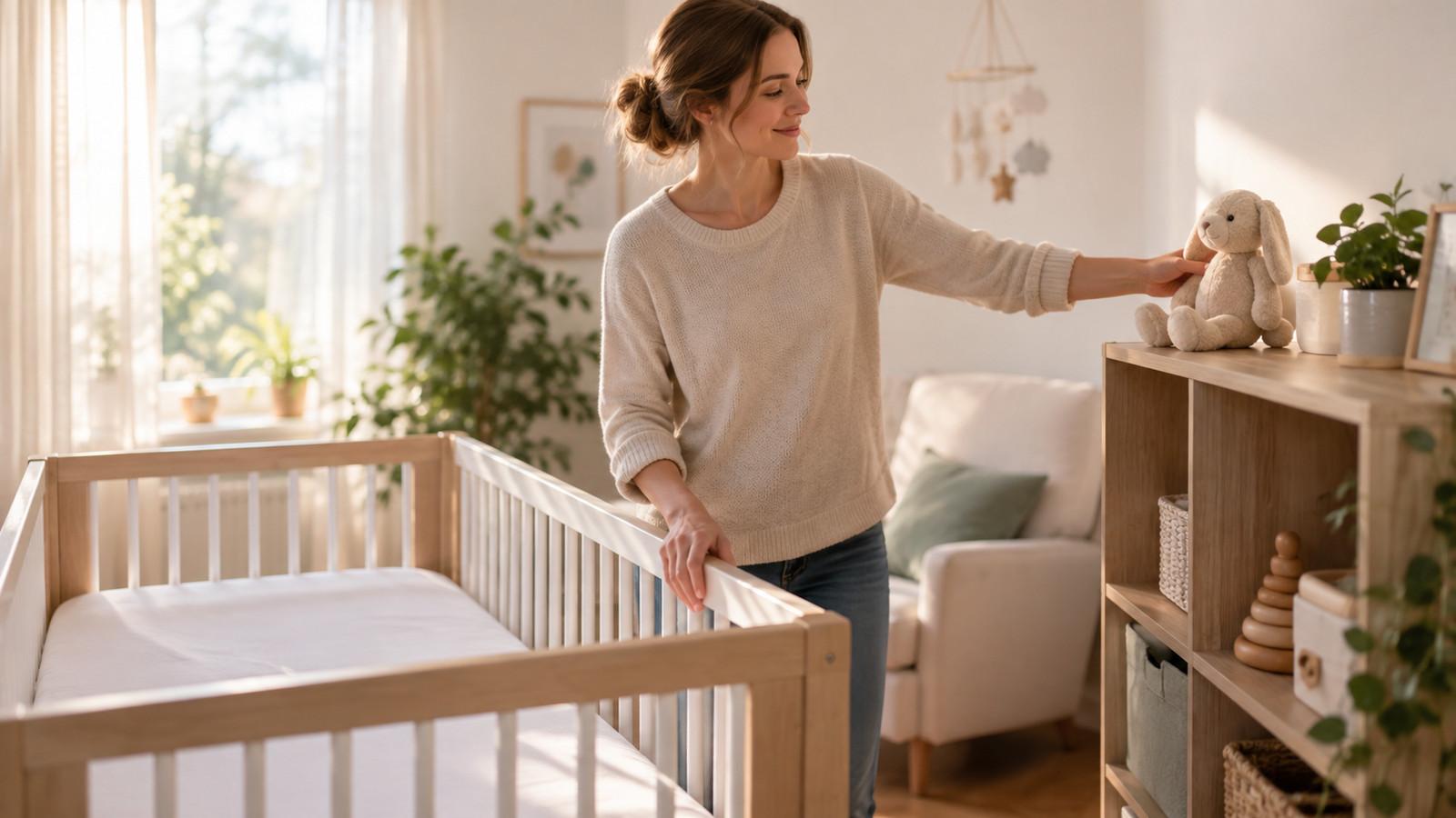 Kleines Kuscheltier als Schlafbegleiter neben einem freien Kinderbett