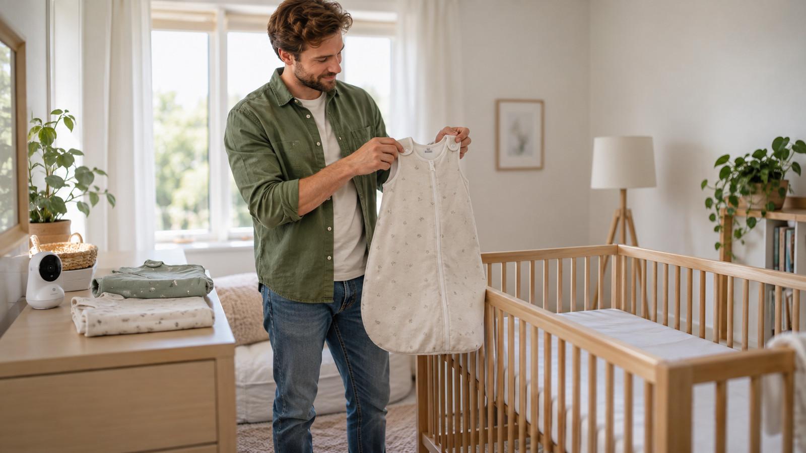 Babybett mit Schlafsack und schlichter Grundausstattung