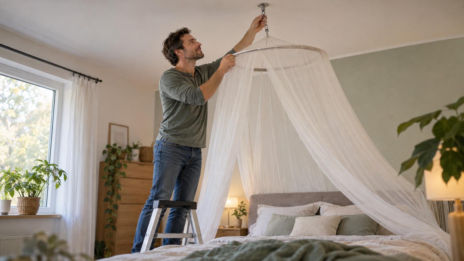 Betthimmel aufhängen: sicher an der Decke befestigen