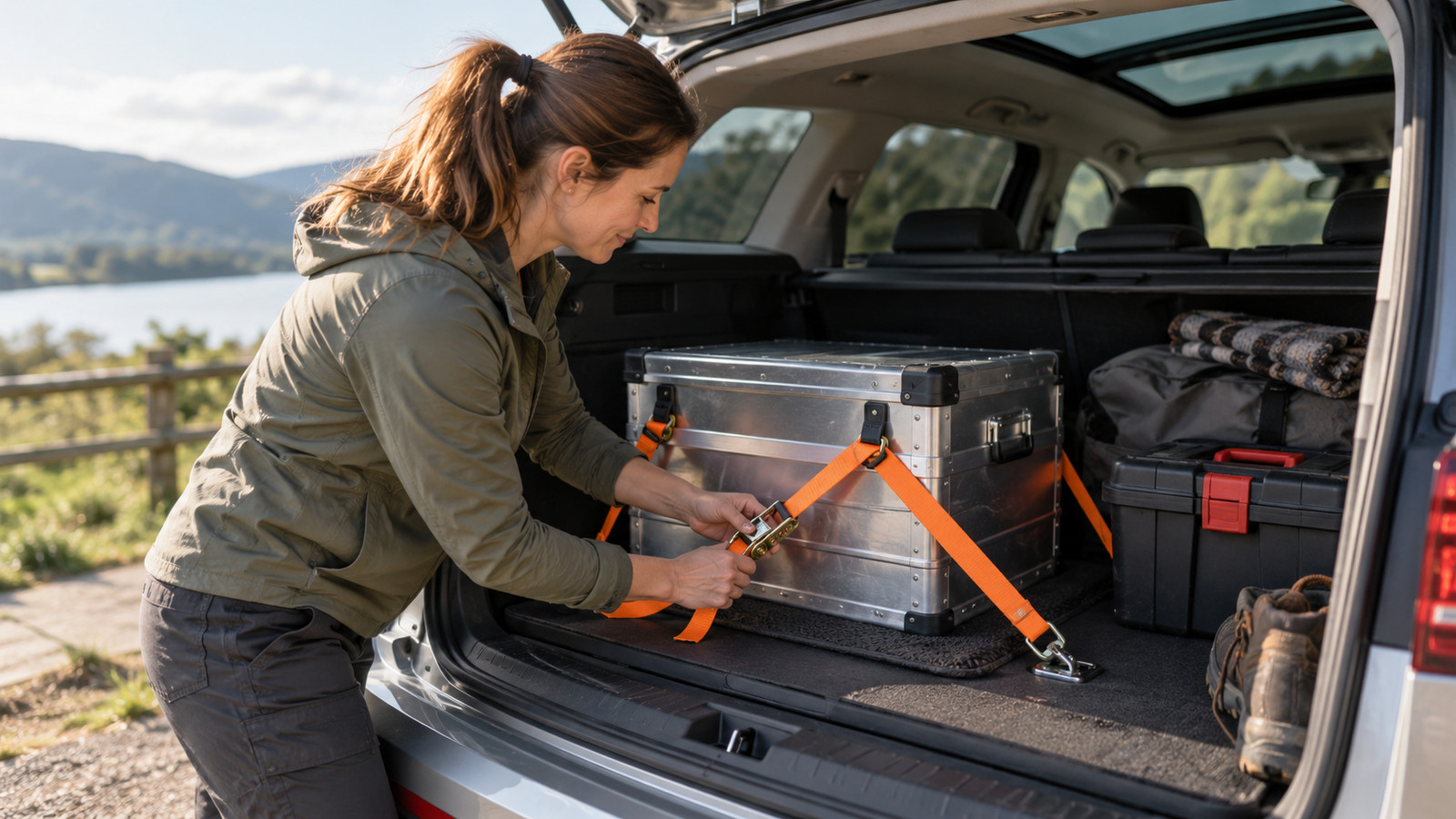 Ladungssicherung Kofferraum: Transportbox sicher fixieren