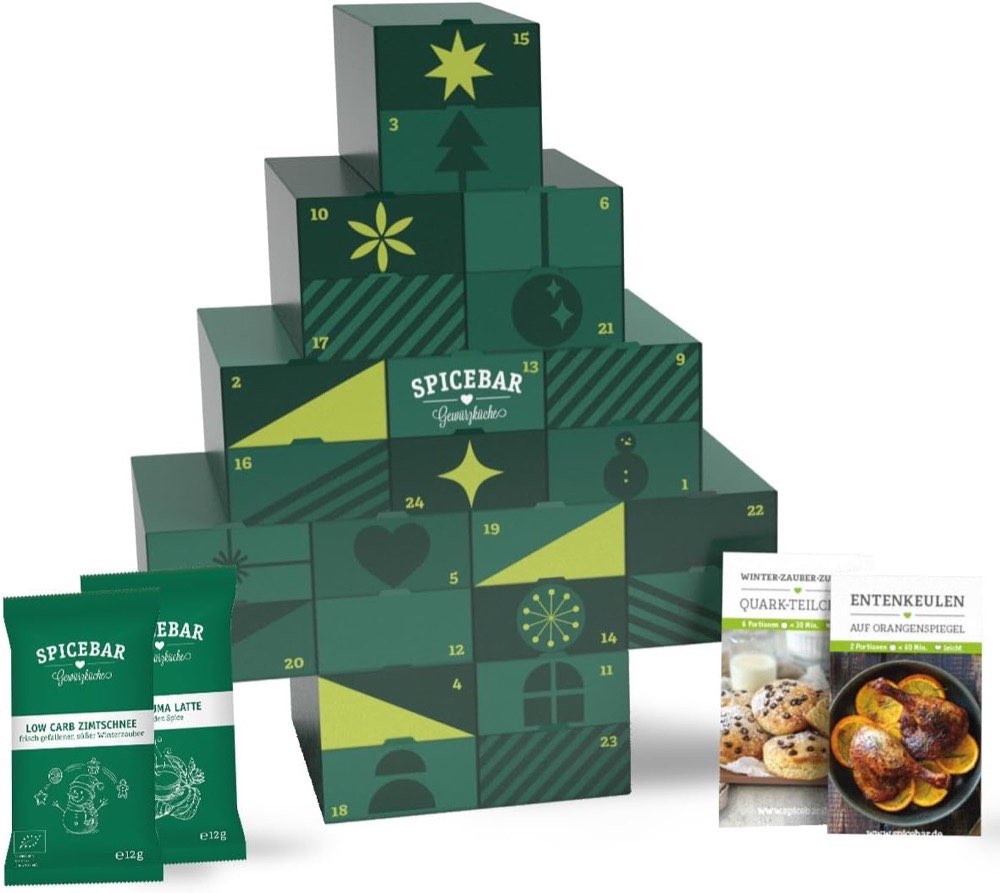 Spicebar Gewürzküche Spicebar Bio Adventskalender | 24 BIO-Gewürze | Gewürze und Rezepte für Männer und Frauen | ideal als Geschenk