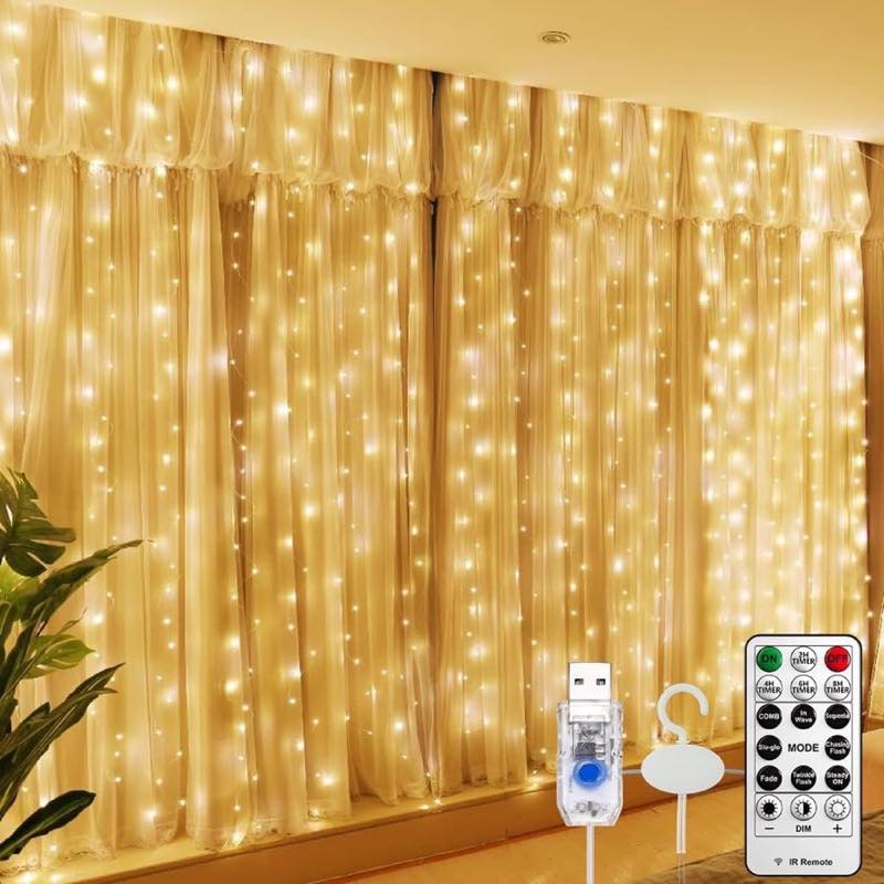 HXWEIYE Lichtervorhang 3×3 m