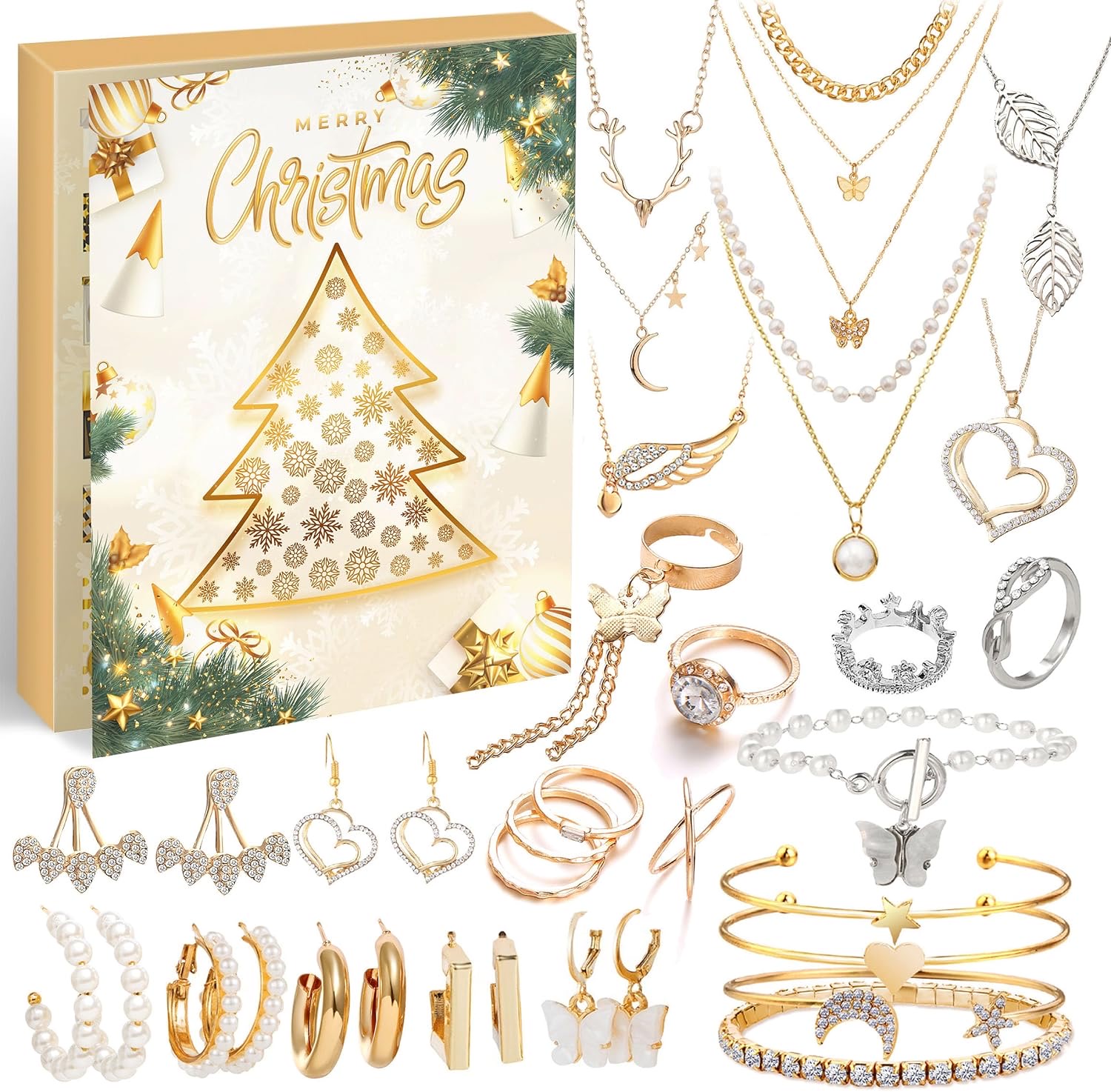 ZJTAPE Schmuck-Adventskalender Glas