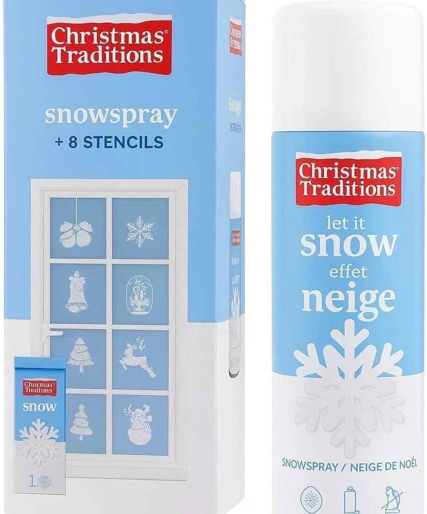 Schneespray-Set 150 ml, 8 Schablonen