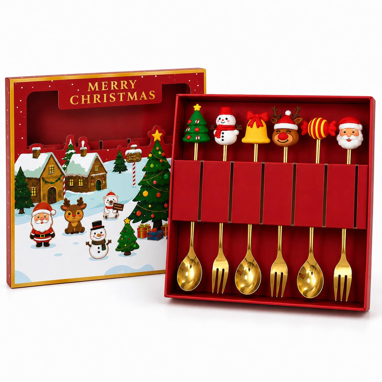 QWEJFSFHG QWEJFSFHG Weihnachtsbesteck 6-teilig