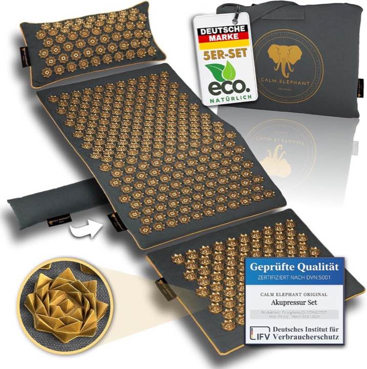 Akupressurmatte mit Kissen, XXL Set, Akkupressmatte