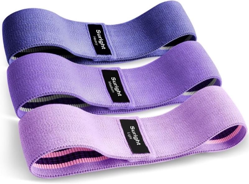 Suright Fitnessbänder Stricken 3er Set, Violett