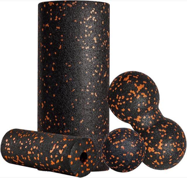 Ruvizlu Faszienrolle Set 4-in-1, schwarz-orange