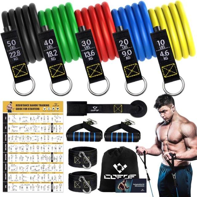 Resistance Bands Widerstandsbänder Set, 5 Fitnessbänder Expander Tube Bands