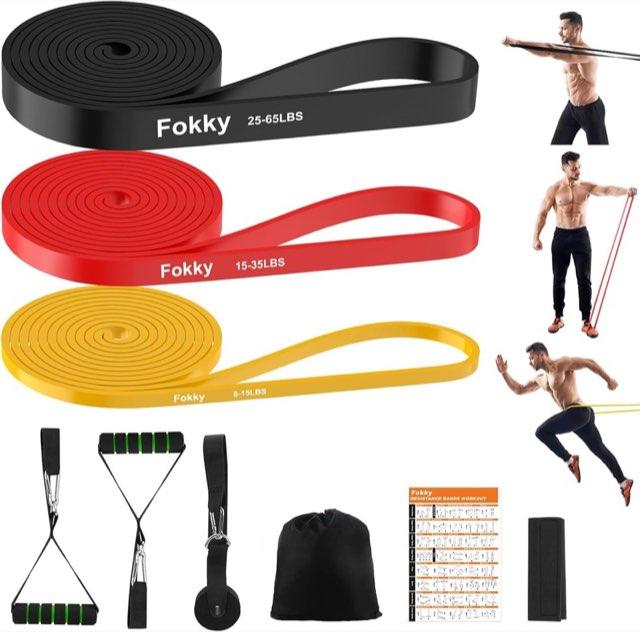 Fokky Fitnessbänder, Resistance Bands mit Türanker, Schutzpad und 2 Griffen