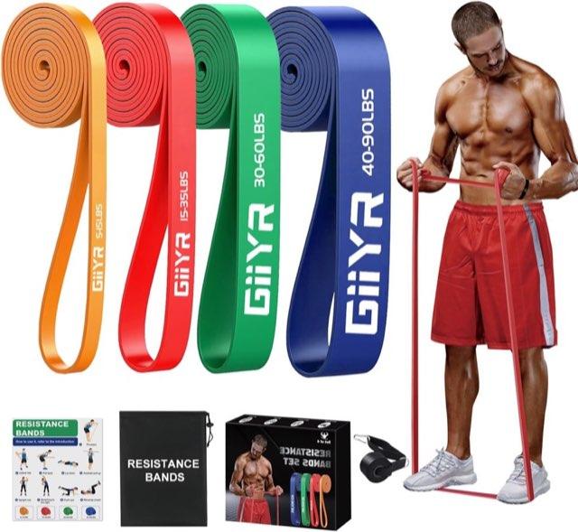 fitnessbänder Widerstandsbänder mit 4 Stufen, Resistance Bands für Männer und Frauen, Fitnessband Set Trainingsbänder für Training, Klimmzughilfe