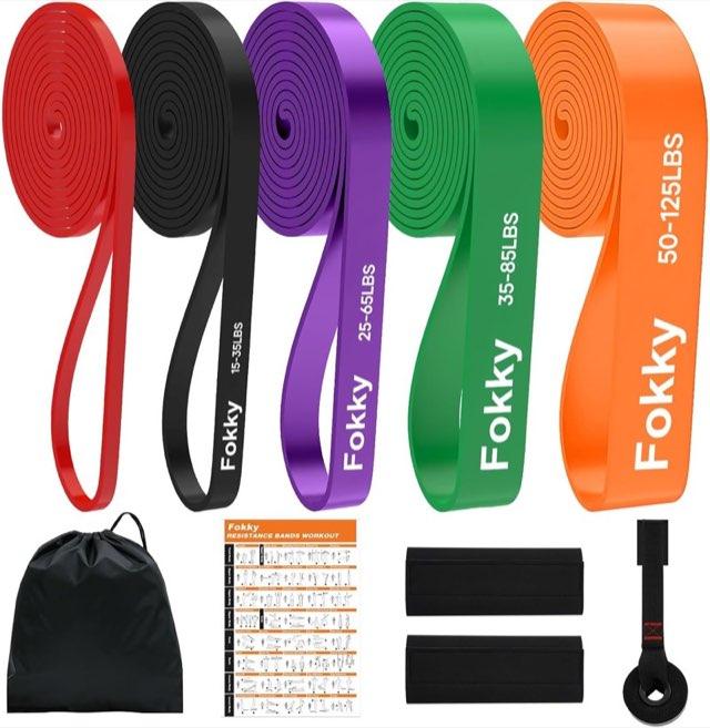 Fokky Widerstandsbänder-5er, Resistance Bands Set mit Türanker und Schutzpads