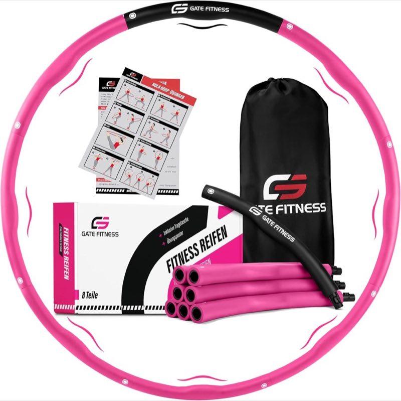 GATE FITNESS Hula-Hoop, Pink-Schwarz, 1,2 kg