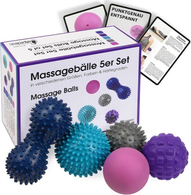 ALPIDEX 5 Massagebälle inkl. E-Book verschiedene Härtegrade Faszienball