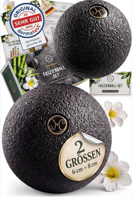 HELDSON Faszienball klein 2er Set 6 cm und 8 cm – Massageball für Füße, Rücken