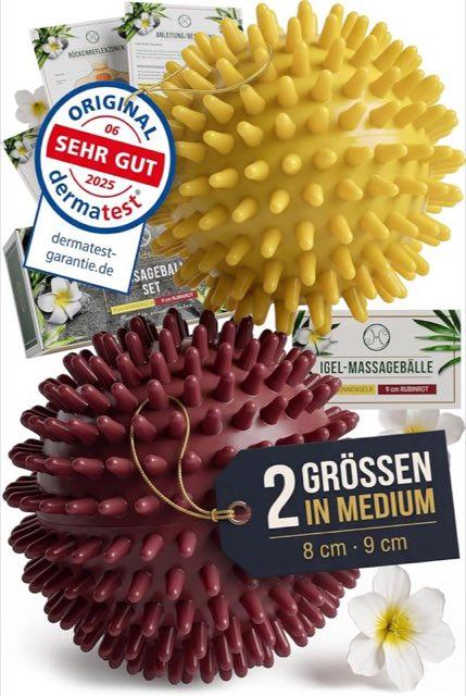 HELDSON Igelball 2er Set – große Massagebälle 8 cm und 9 cm, weich bis medium