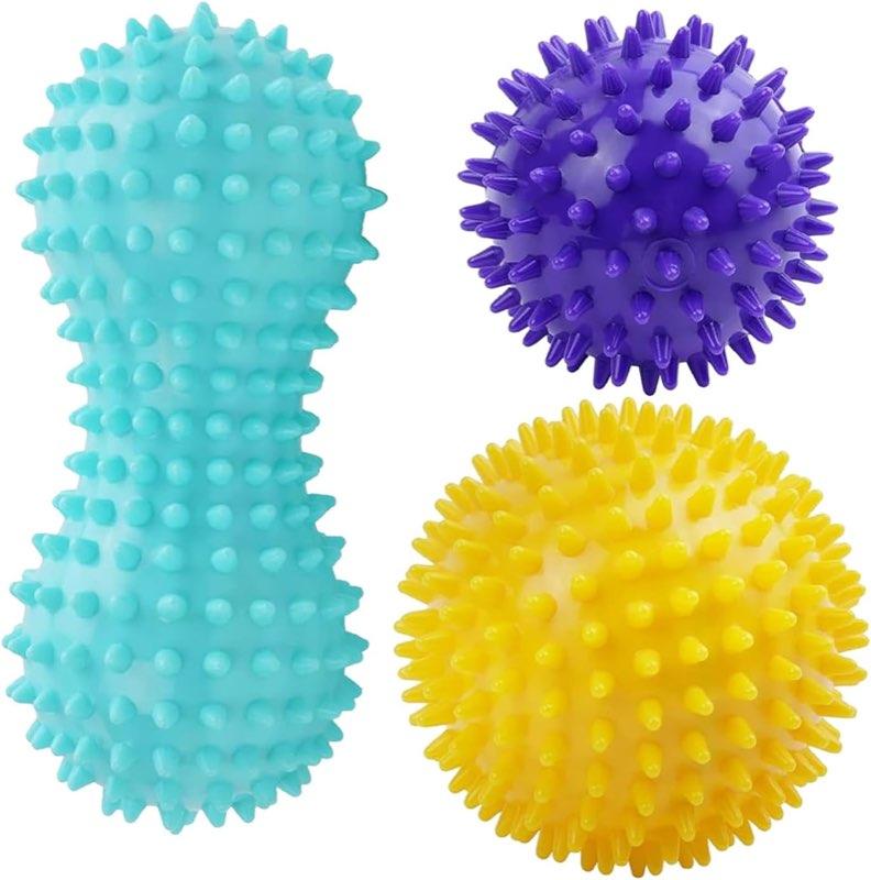 Faszienball Massage Set 3er, Igelball mit Noppen