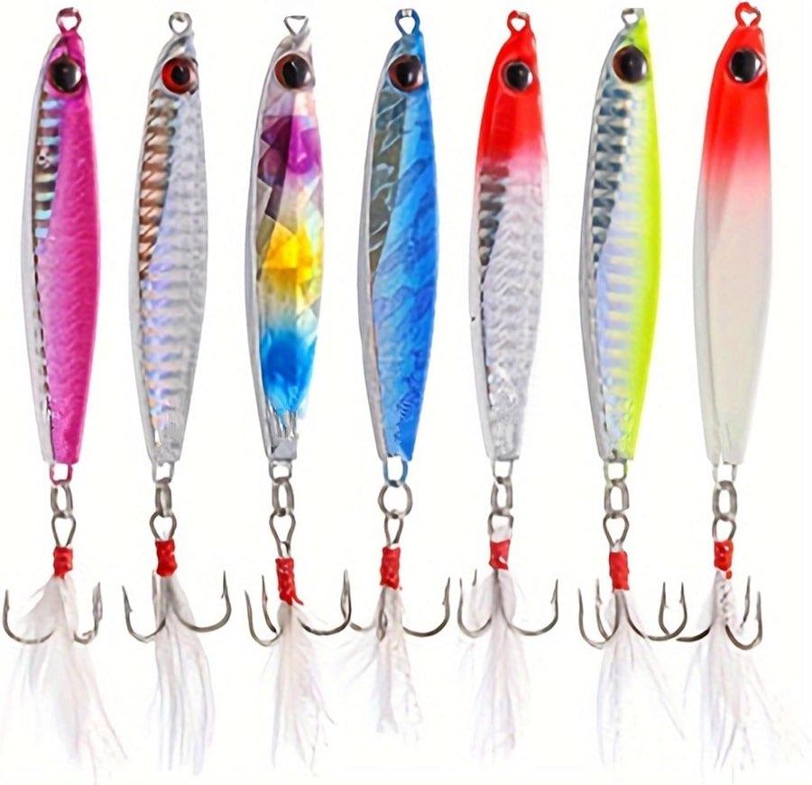 7PCS Metall Fischerei Lures Set Pailletten Löffel Jigs