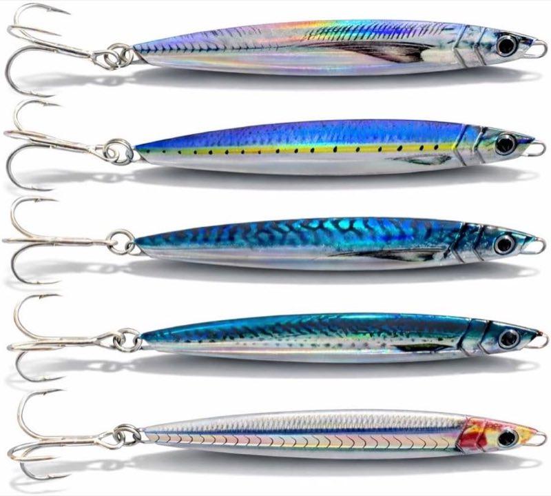 5er Set Angelköder Metal Jigs – 40g Pilker für Meerforelle, Wolfsbarsch