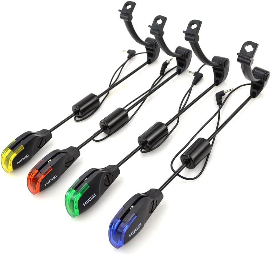 Hirisi Tackle Hirisi Tackle Karpfenangel-Swinger, LED-Alarm, Bissanzeiger-Set Rot Gelb Blau Grün 4 im Set