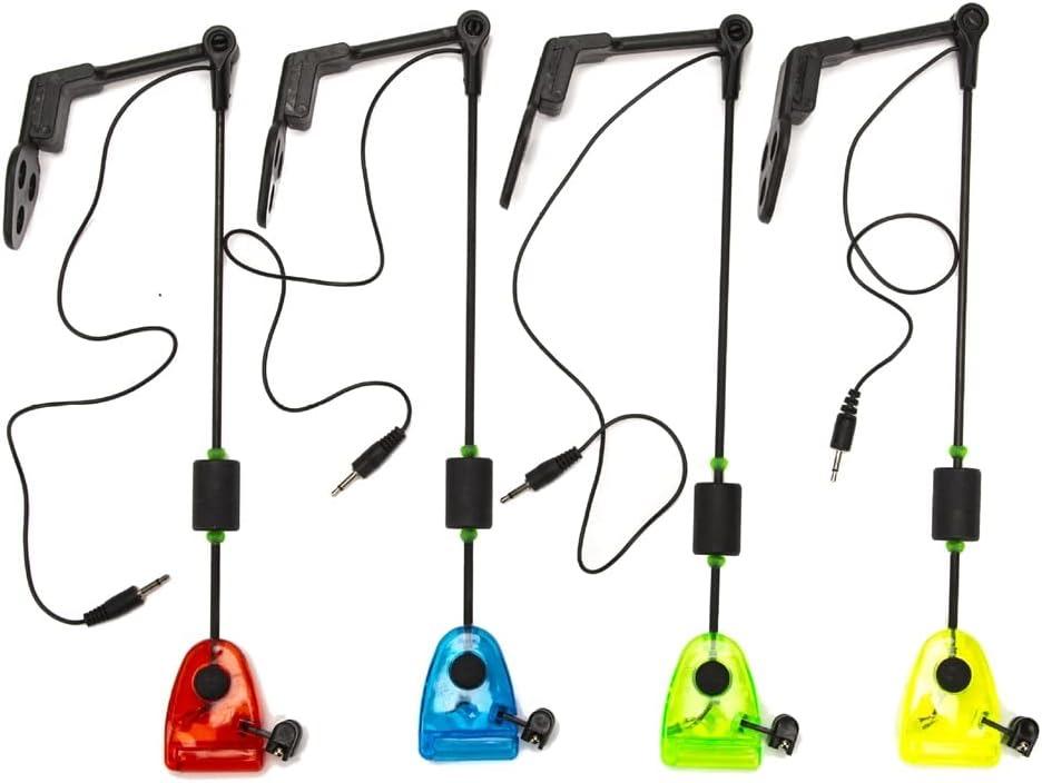 4-Teiliges Angel-Swinger-Set, Angel-Bissanzeiger-Anzeigen im Reißverschlussetui, LED-Beleuchteter Swinger zum Karpfenangeln