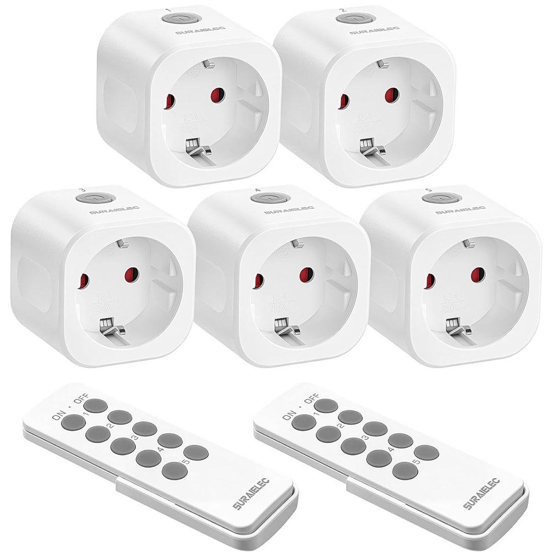 SURAIELEC Funksteckdosen-Set 5+2, 3680 W