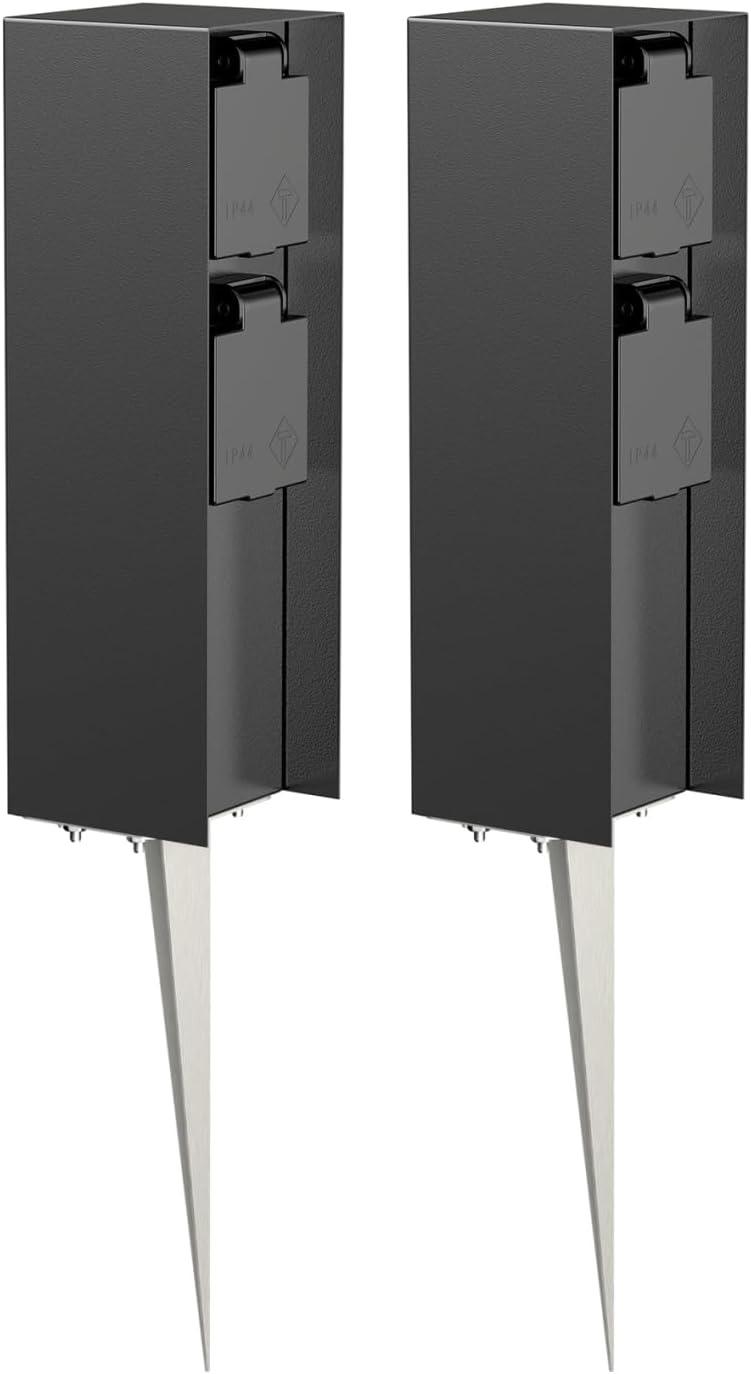 ledscom.de POMI 2× Steckdosensäule 2-fach, 23 cm