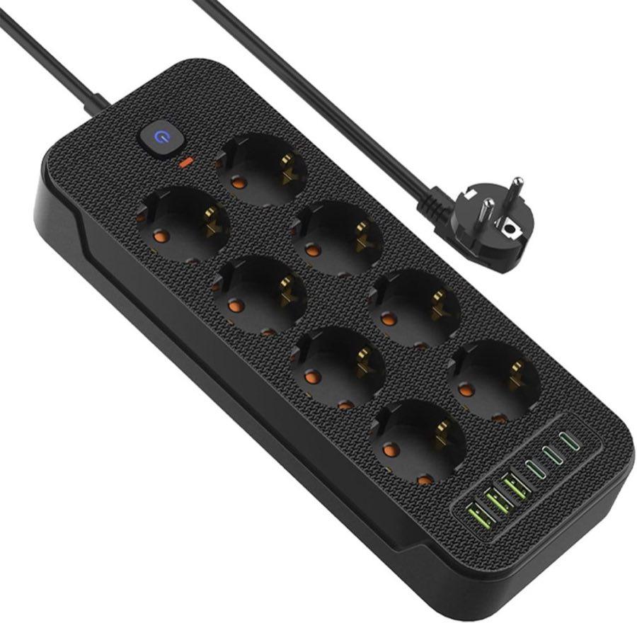 AOUOO 8-Fach mit USB und Überspannungsschutz 2 m