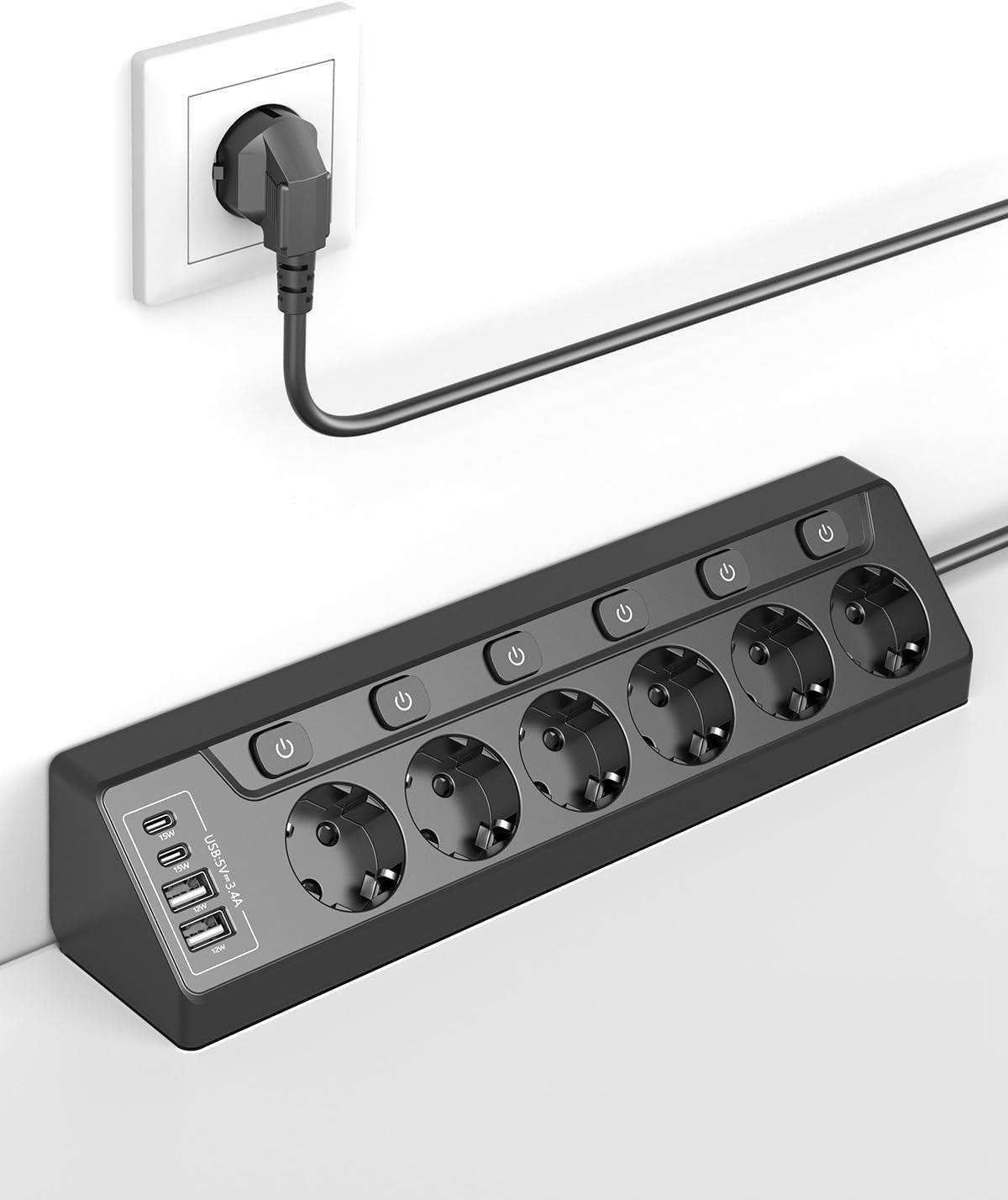 RivHillX Eckleiste 6-fach einzeln schaltbar mit USB