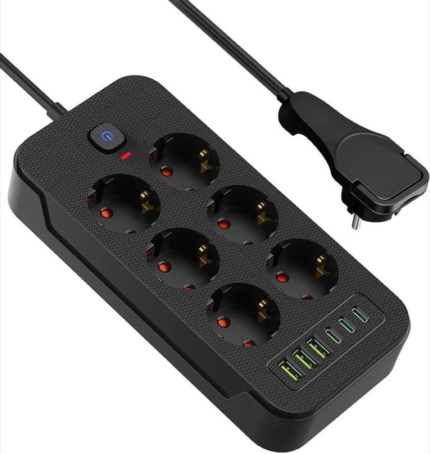AOUOO 6-Fach Flachstecker mit 6× USB