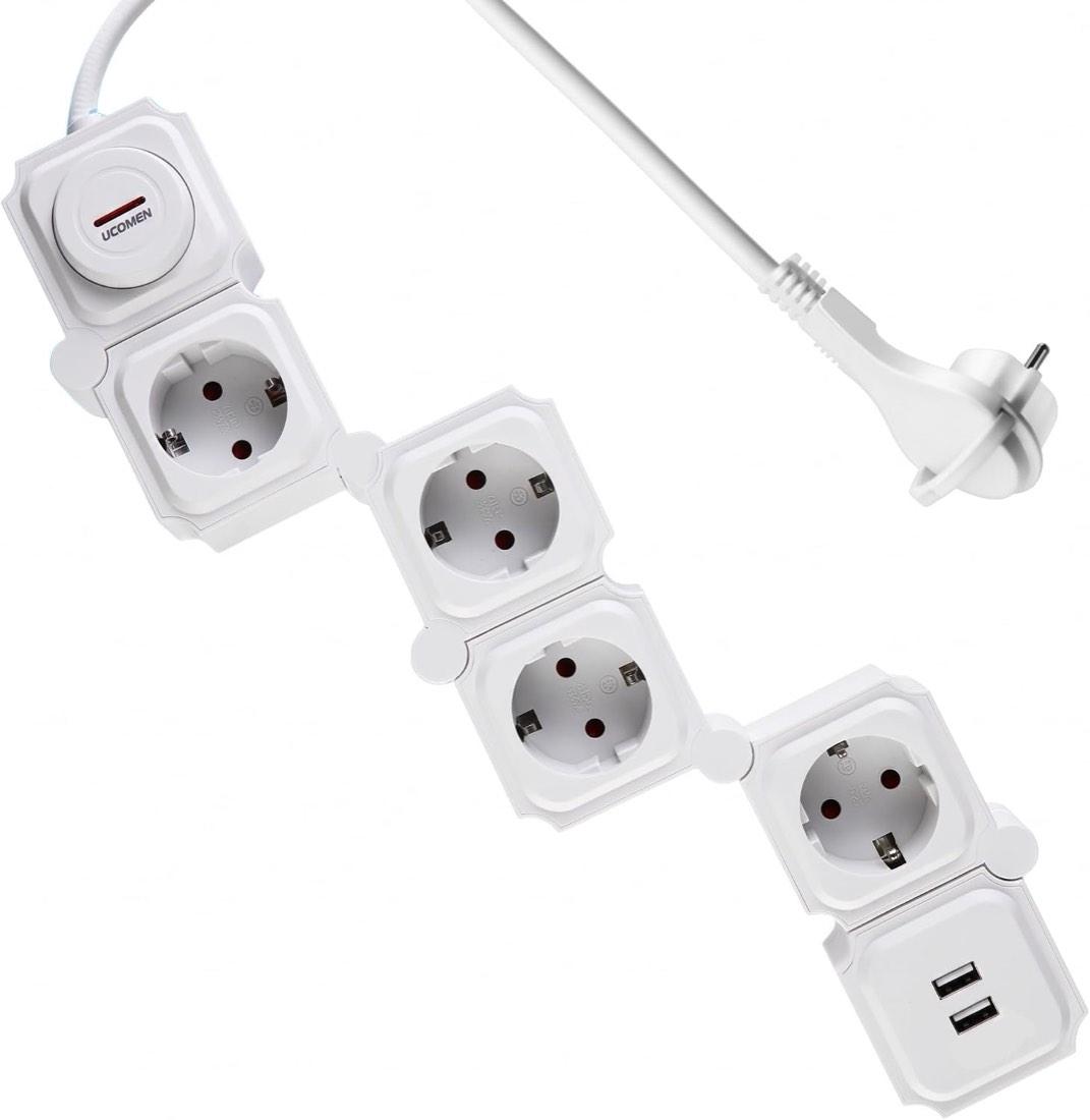 UCOMEN 4-Fach gelenkig mit Flachstecker & USB