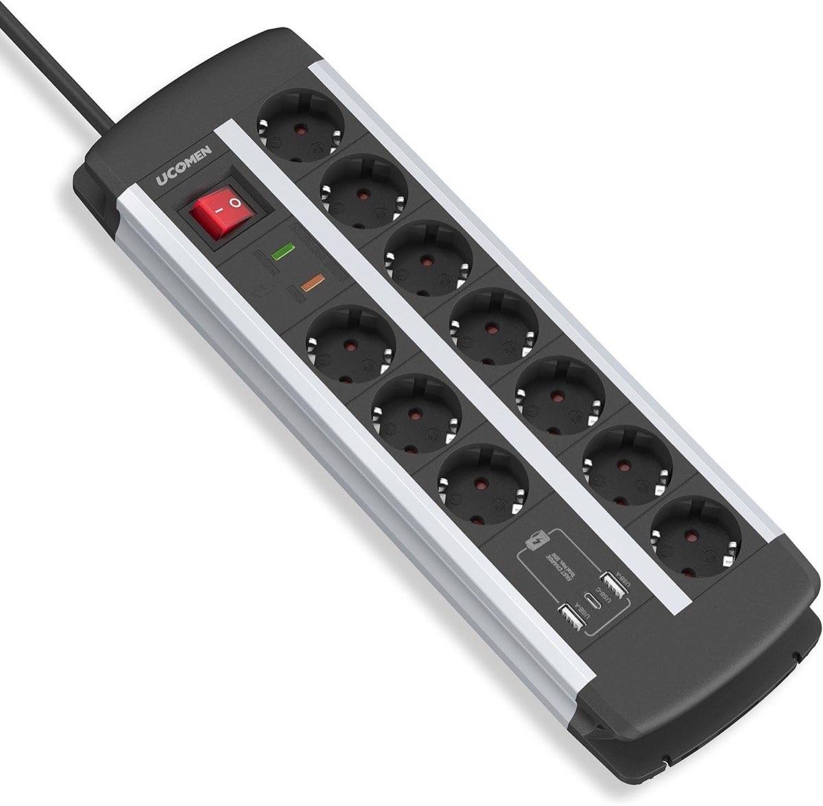 UCOMEN 10-Fach mit USB-C PD Überspannungsschutz