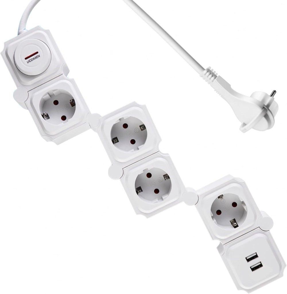 UCOMEN 4-Fach mit Gelenken und 2×USB-A