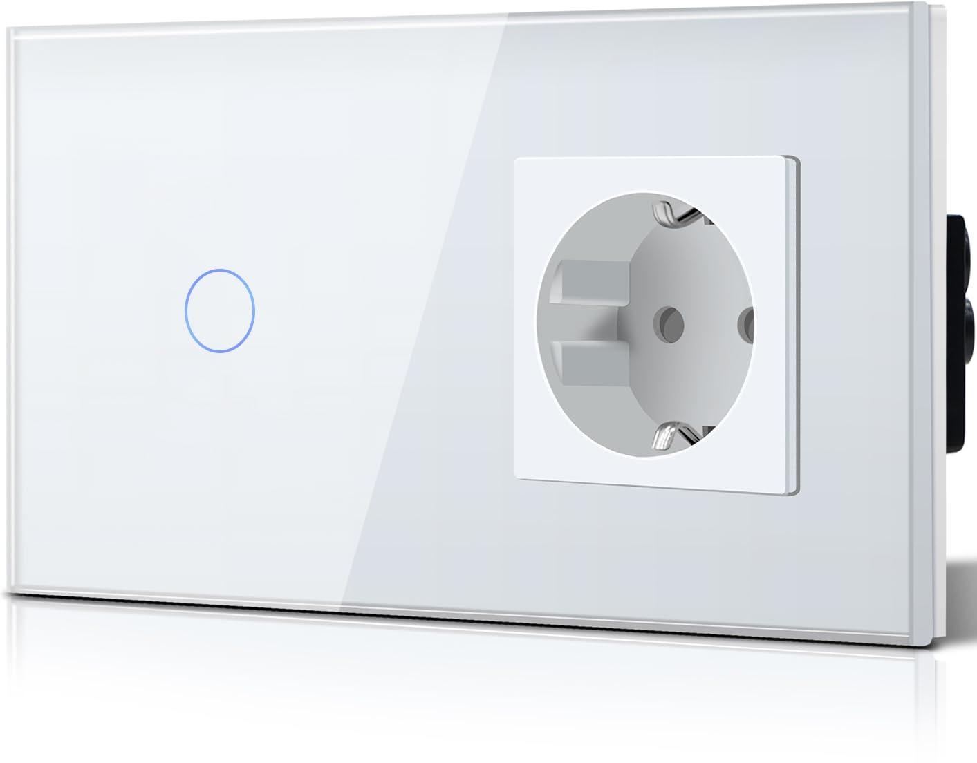 BSEED Touch-Schalter mit Steckdose 157 mm Weiß