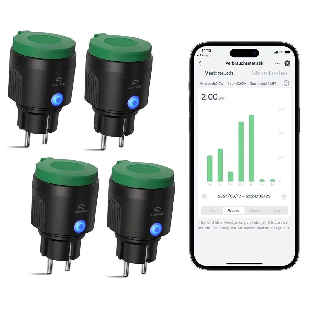 WLAN-Steckdosen Außen Produktbild – EIGHTREE Outdoor IP44 4er