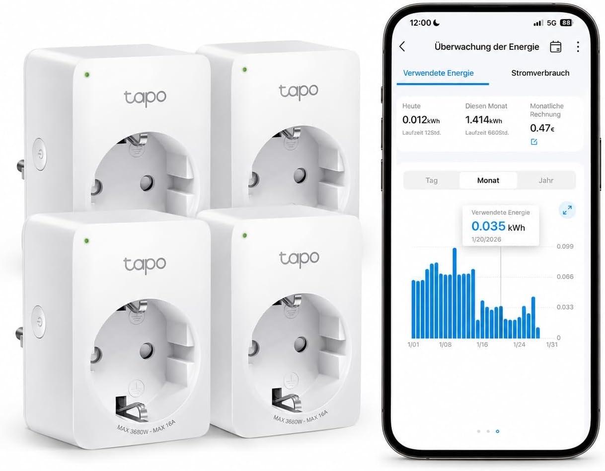 Tapo Tapo P110 WLAN-Steckdose 4 Pack mit Energiemessung
