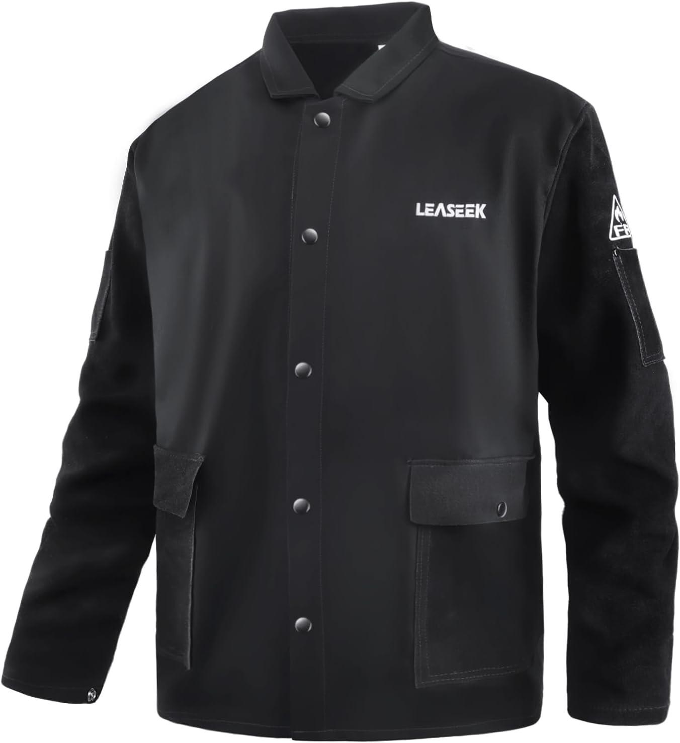 LeaSeek LeaSeek FR-Jacke mit Ledermanschetten