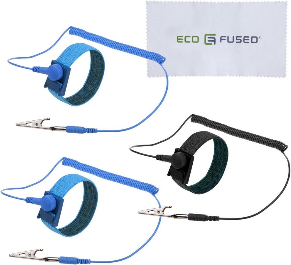 Eco-Fused Antistatik-Armbänder 3er (1× schwarz, 2× blau)