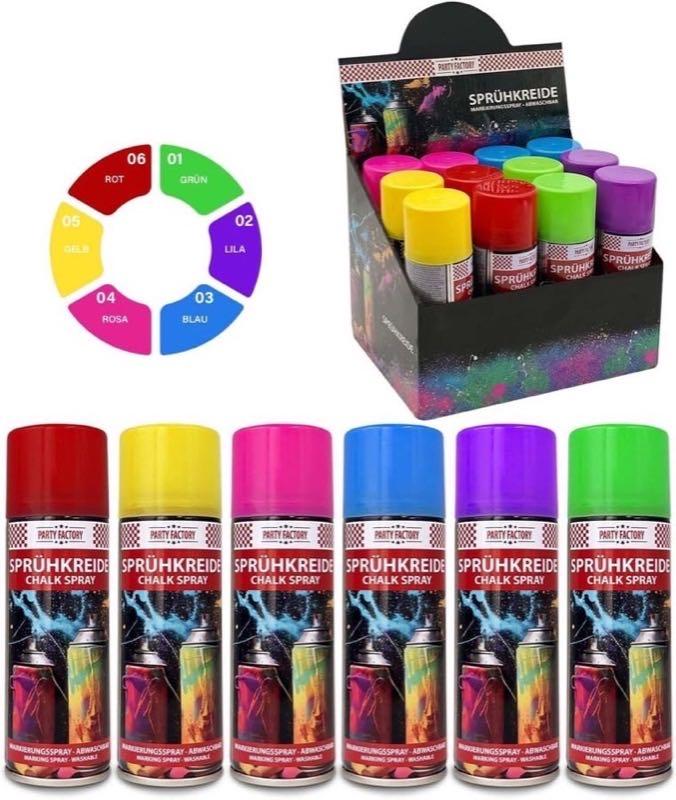 Party Factory Kreidespray 12er Set bunt