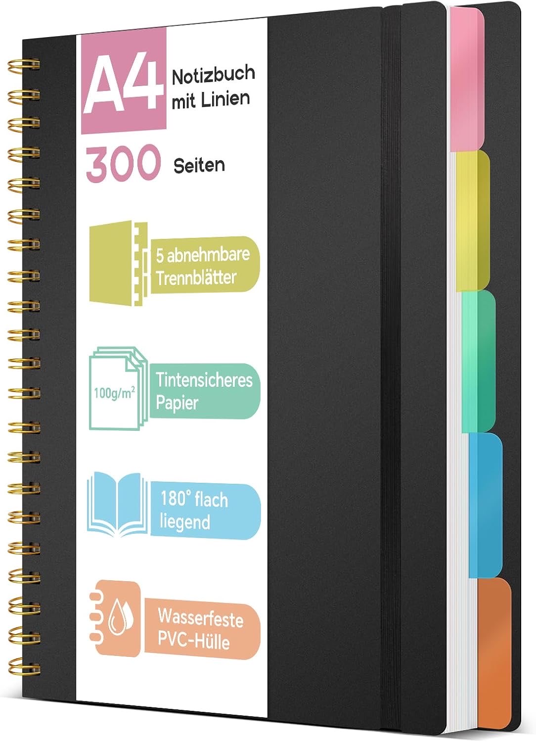 ihaspoko A4 Notizbuch mit Register
