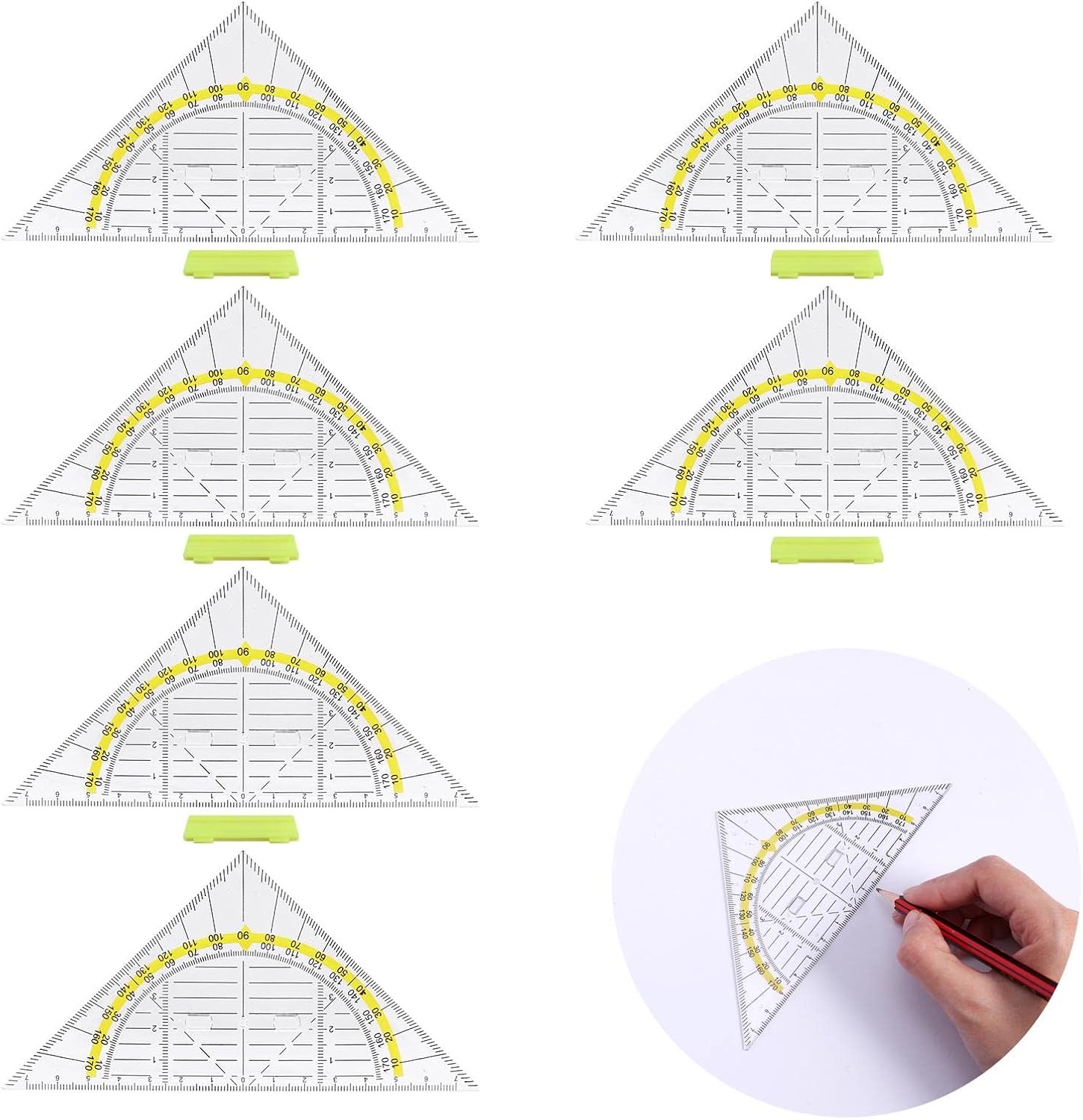 melebellot 6 Stück Geometrie-Dreieck, 16 cm, mit Griff