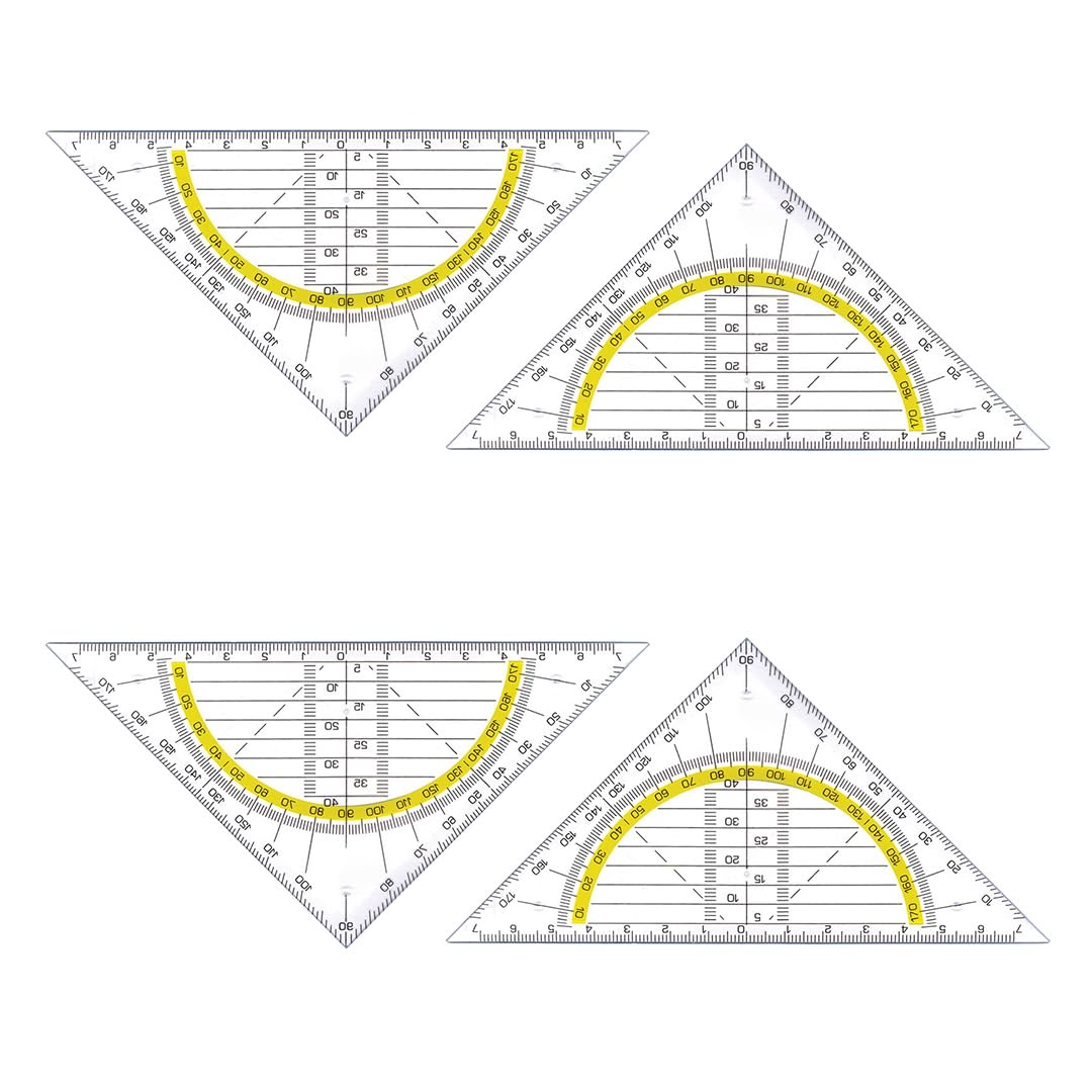 BLeezm 4 Stück Geodreieck, 14 cm, mit Griff